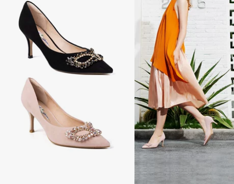 【女王精选】星期六2019春新扣饰尖头猫跟...