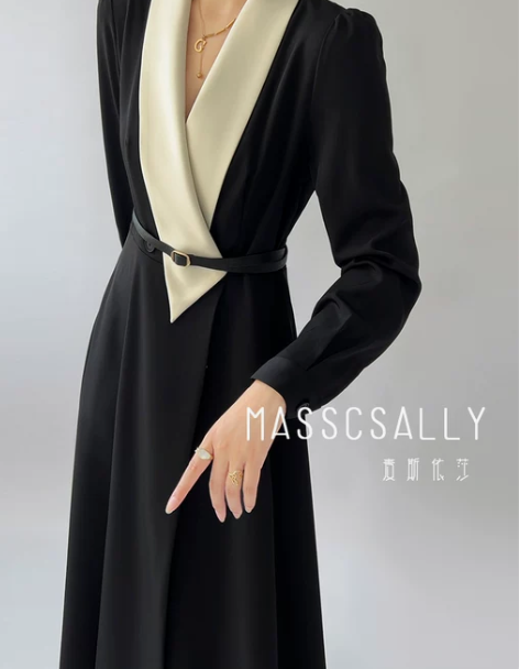 西装连衣裙女长袖秋装新款气质名媛女神范收