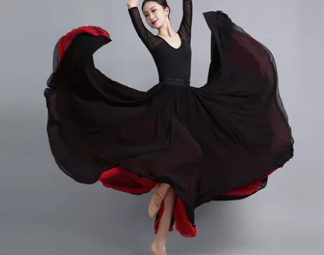 复古风飘逸双层双面可穿720度舞蹈中国风仙...