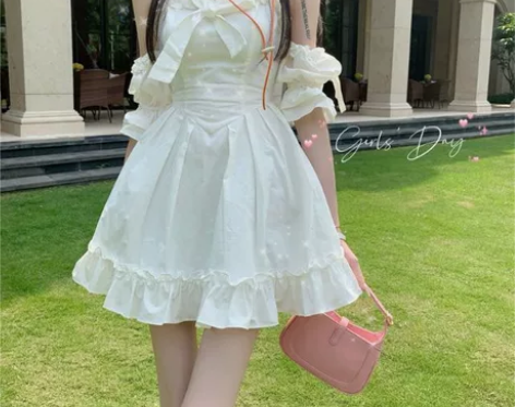 韩版ins法式甜美吊带连衣裙女高腰显瘦温柔...