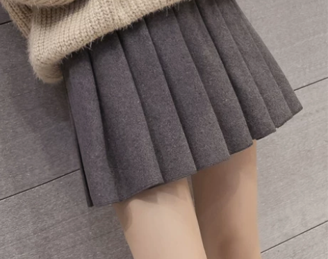 百褶裙女2019秋冬大码松紧高腰黑色裙子毛...