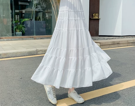 白色蛋糕裙半身裙女夏季2022新款高腰中长...