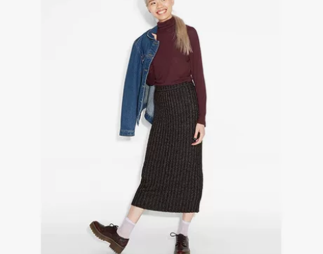 Monki 弹力螺纹针织铅笔裙包邮 均码 ...