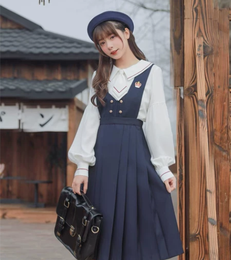 魔卡少女樱联名原创森女部落学院风减龄背带裙...