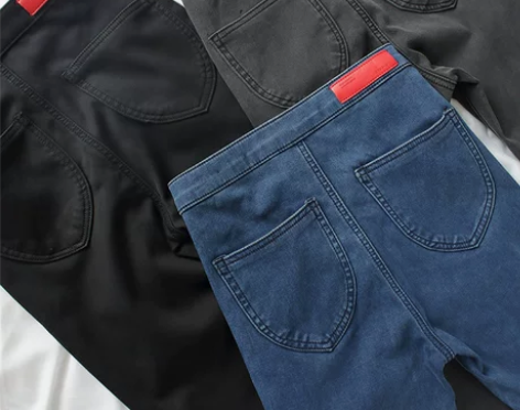 薄款弹力软牛仔 穿出纸片腿韩国高腰提臀九分...