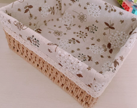 全新饰品收纳筐藤编收纳箱桌面布艺整理箱杂物...