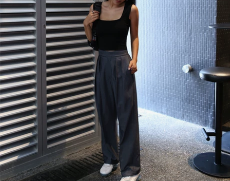 LEIYU 黑色工字吊带背心外穿女2021...