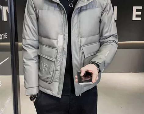 立领皮羽绒服男短款2022年新款潮牌帅气冬...