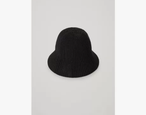 【狂欢价】COS女士 针织羊毛混纺渔夫帽黑...