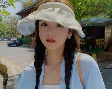 空顶防晒帽女夏季发箍遮阳帽大沿遮脸防紫外线...