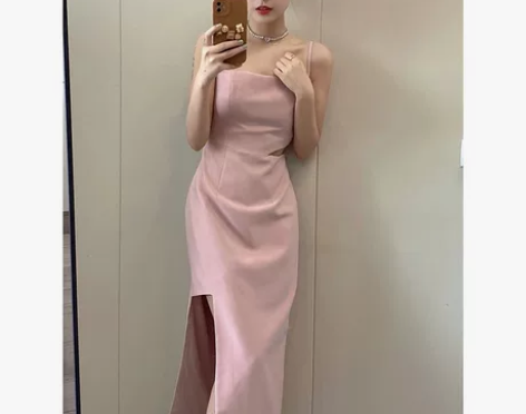 unity mode尤拟开叉紧身吊带裙夏显...