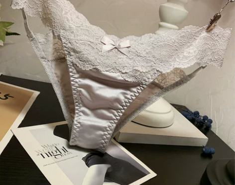 无痕内裤女士低腰性感蕾丝拼接冰丝时尚丁字裤...
