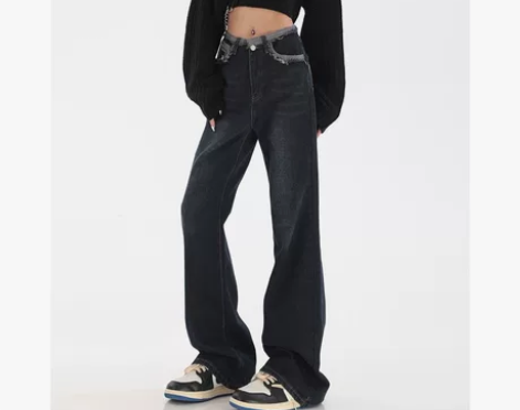 科幻   NDEY毛边微喇牛仔裤女秋冬季复...