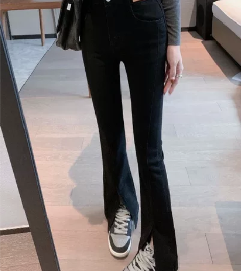 2023春新款 微喇叭牛仔裤 高腰显瘦女款...