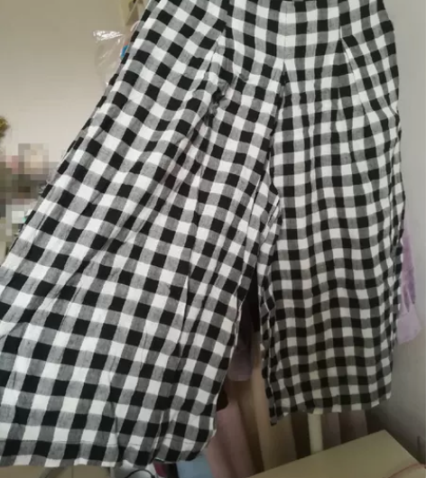 经典复古黑白格子阔腿裤女夏裙裤宽松休闲裤女...