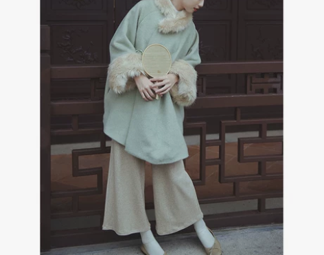 复古长款针织阔腿裤女秋冬旗袍茶服套装202...