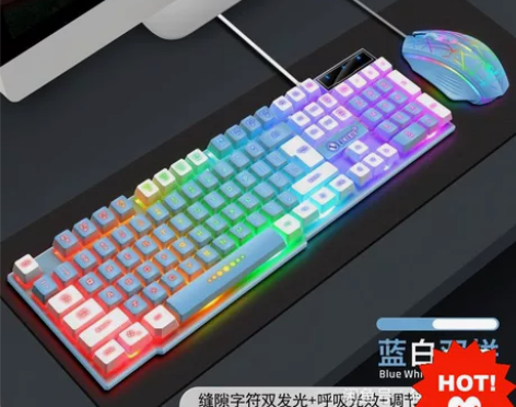 全新机械手感键盘炫酷双色有线外界电脑笔记本...