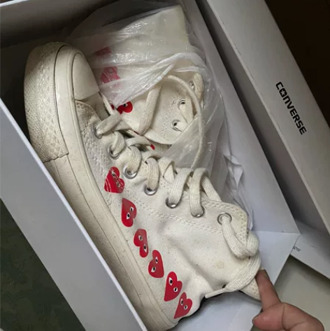 匡威x川久保玲高帮帆布鞋 穿过两次 脏了再...