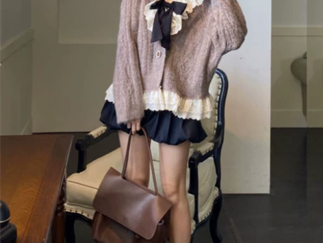 TYANG2021秋学院风百搭设计款百褶蓬...