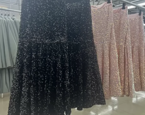韩国黑色亮片鱼尾裙，55尺码，后带松紧腰，...