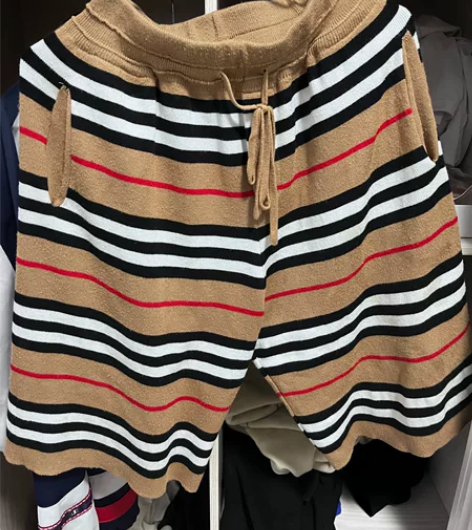burberry博柏利条纹羊毛短裤 男女同...