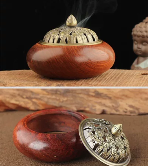 工厂货源～越南花梨木盘香炉 红木沉香盘香盒...