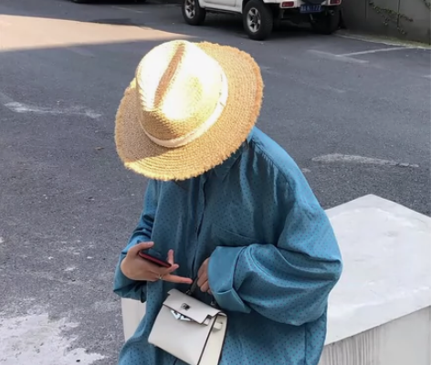 拉菲草编织草帽，毛边草帽 春夏新款 全新仅...