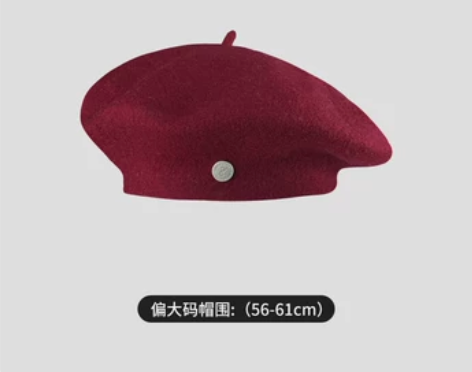 加大头围帽子黑色羊毛贝雷帽秋冬季加厚网红百...