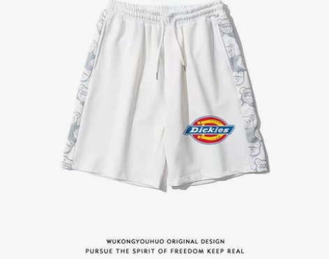 夏季趣味印花拼接运动短裤男潮牌宽松休闲百搭...