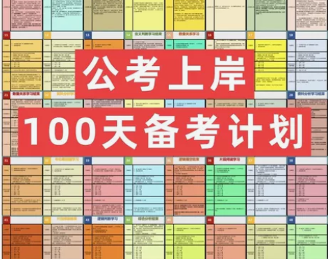 公务员考试100天上岸学习计划表国省行测申...