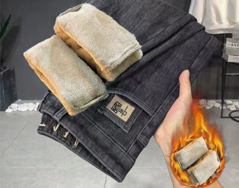 冬天保暖牛仔裤男士2023潮牌宽松直筒秋冬...