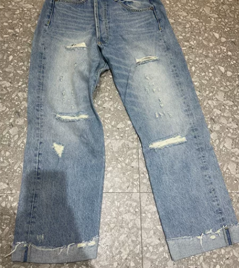 实体店断码清仓 R13牛仔裤破洞水洗蓝色小...