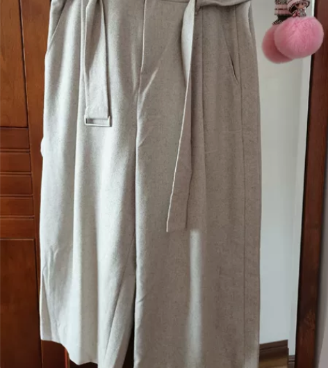 七分米灰色羊毛阔腿裤165（28码）有里衬...