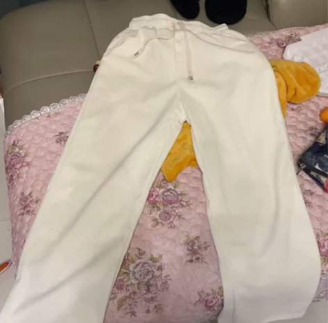 白色条绒直筒阔腿裤休闲加绒冬 全新全新全新...