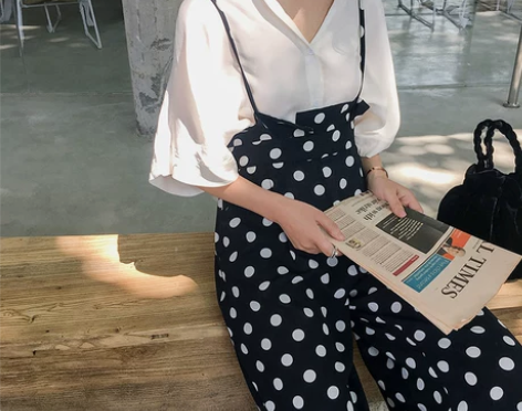 TAKIYA定制 夏季波点雪纺吊带连体裤 ...