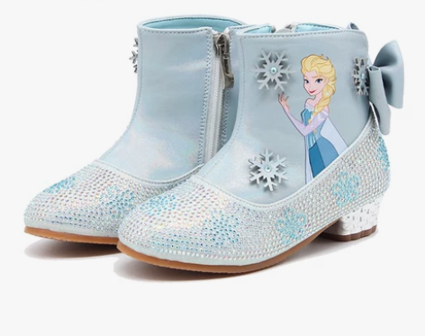 【狂欢价】爱莎公主靴冬季加绒高跟儿童二棉靴...