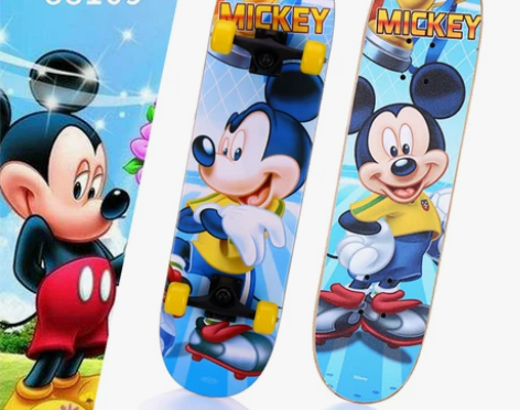 新款迪士尼滑板儿童8-10岁4四双翘板初学...
