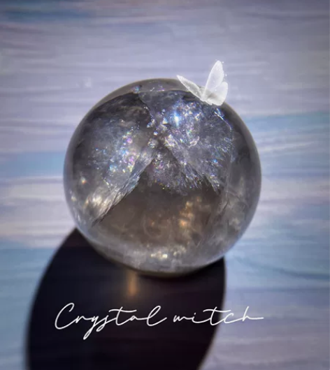 蝶妮星光云母片彩虹灰咖绿萤石球 Size：...