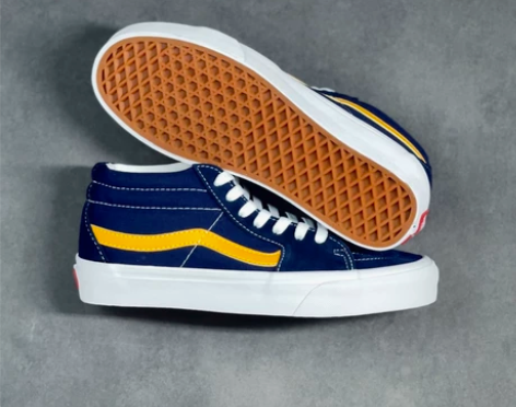 VANS SK8-MID 蓝黄撞色拼接 得...