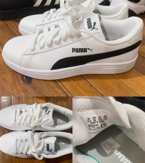 PUMA彪马白色板鞋，黑白拼接小白鞋，36...