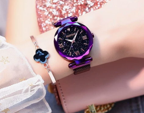 卡诗顿正品星空手表女士防水网红石英表韩版夜...