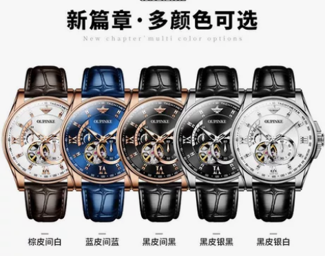 一手货源瑞士欧品客男士机械全自动手表，4....