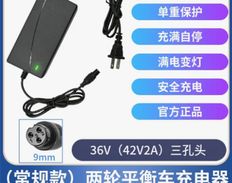 两轮电动平衡车充电线36V锂电池42v阿尔...