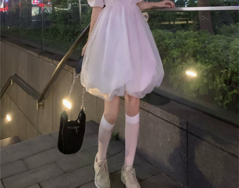 泡泡袖法式蓬蓬裙女2020新款夏季甜美短裙...