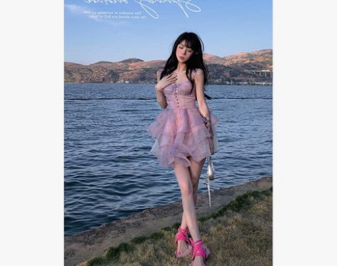 芭比 吊带连衣裙女夏季新款甜辣鱼骨公主裙露...