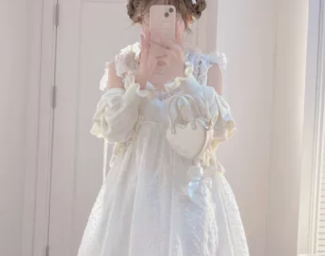 ?小不点~原创初恋小白裙蓬蓬裙仙气绑带爱心...