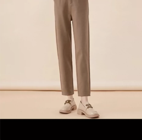 人字纹加厚毛呢西装裤女秋冬直筒高腰显瘦休闲...