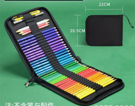 折叠式笔帘彩铅收纳包帆布笔袋美术生专用素描...
