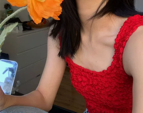 红色纯欲风复古性感辣妹风吊带无袖轻奢小众设...