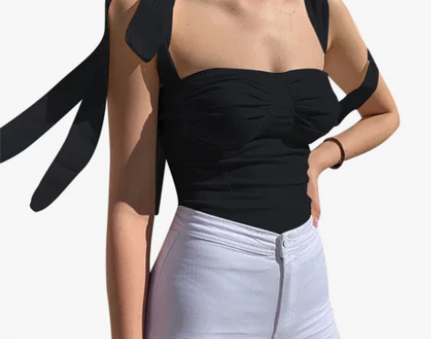 蝴蝶结绑带吊带背心女夏外穿内搭修身显瘦气质...